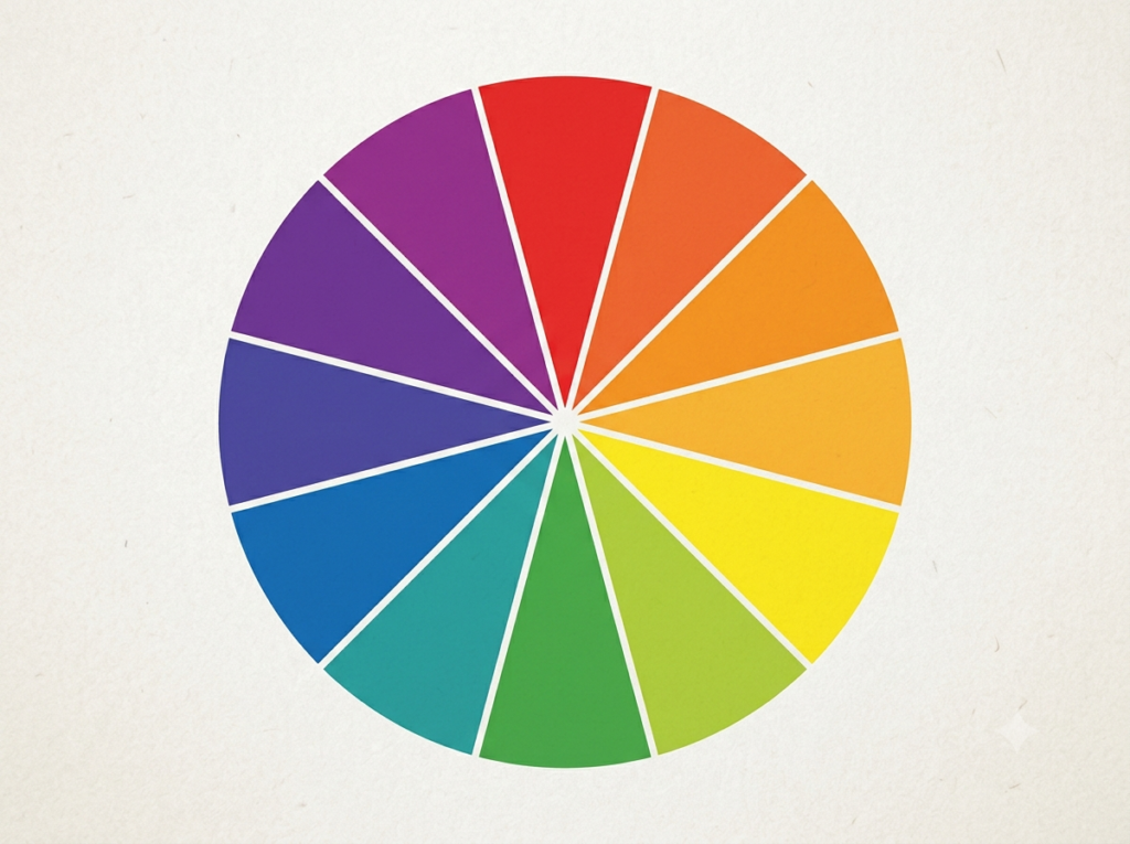 [Illustration suggestion 1: A clean, high-resolution 12-hue color wheel arranged in a circle, with primary, secondary, and tertiary colors clearly labeled. Place this near the top of the post to anchor the reader.]